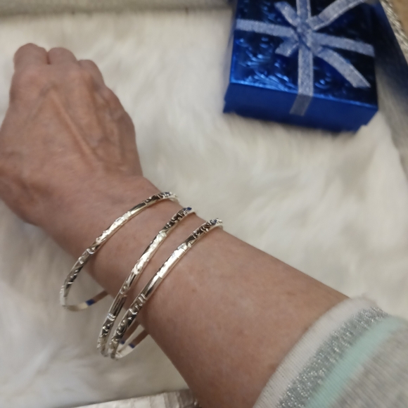 Jewelry - Silver Bangle Bracelets - Set of 3